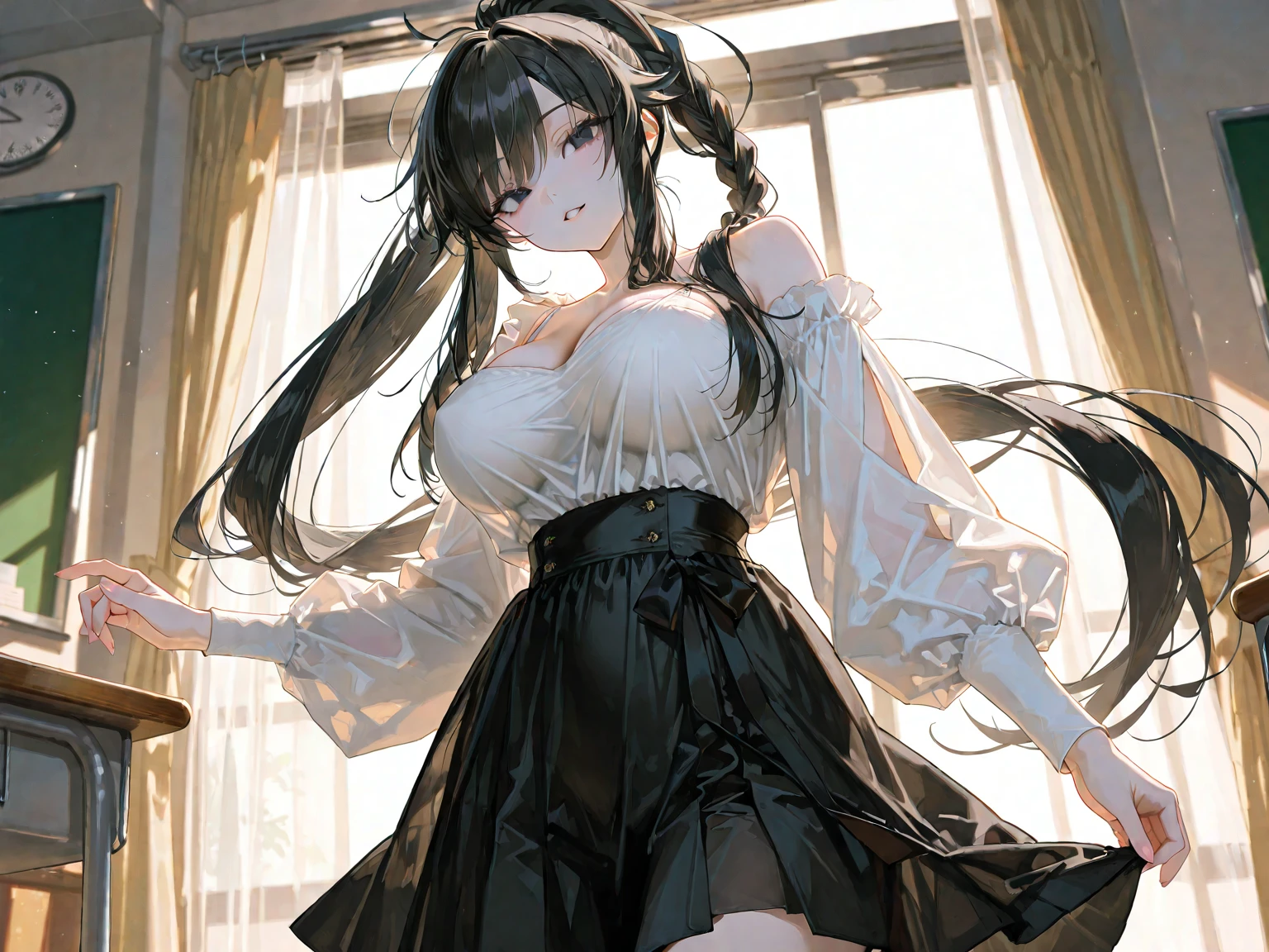 (random pose),(random hairstyle),(Highest image quality,(8K), Ultra-realistic, Best Quality, High quality, High Definition, high quality texture, high detailing, Beautiful detailed, fine detailed, extremely details CG, Detailed texture, realistic representation of face, masterpiece, presence),sweater,black pantyhose,spread legs