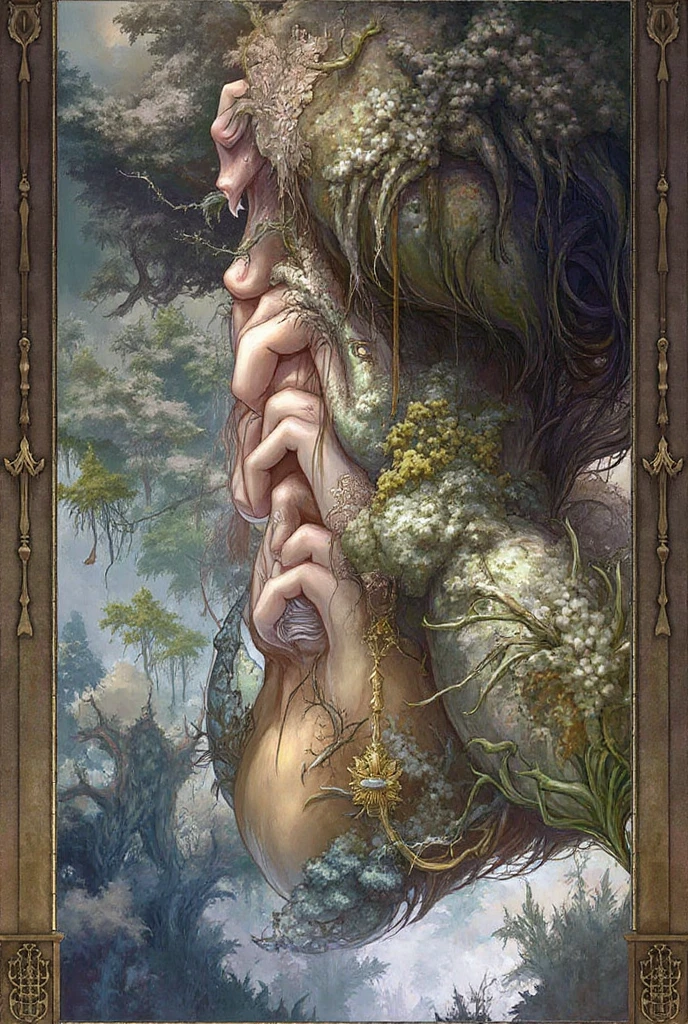 (illustration beautiful by apterus:1.2), creepy japanese kappa spying on the village, hidden, traditional japanese village, detailed background, creepy scenery, (apterus creepy anatomy:1.1).