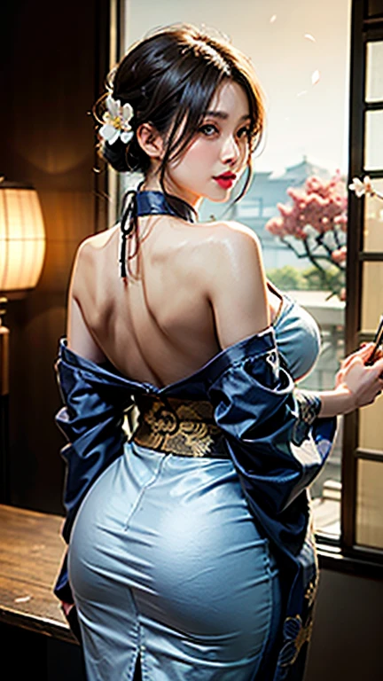 超actual，Reality，actual，30-year-old Korean woman，(Face the audience head-on)，Sunlight，in the shadows，Japan，bathroom，toilet，wash basin，(dynamic poses)，(above knee)(portrait)((Looking forward to the arrival of the audience))，((Japan传统和服，Bright colors，pink，blue，black，red，Colorful，Deep V neckline:1.5))，(The perfect body proportions under the clothes，Large breasts，Slim waist，Buttocks enlargement:1.5)，满头大Sweat,full body Sweat ribbon，Bright brown hair，8K original image，High resolution， Guy with cool expression,，Beautiful eyes in every detail，long eyelashes，beautiful double eyelids，Narrow your eyes，(open mouth，pant，Breathe through your mouth)，evil look，Smile，casual short hair，hair on back of head,ribbon，interesting，empty，Dark brown hair，earrings，Long hair with bangs，满头大Sweat，Sweat，Face the audience head-on，barefoot