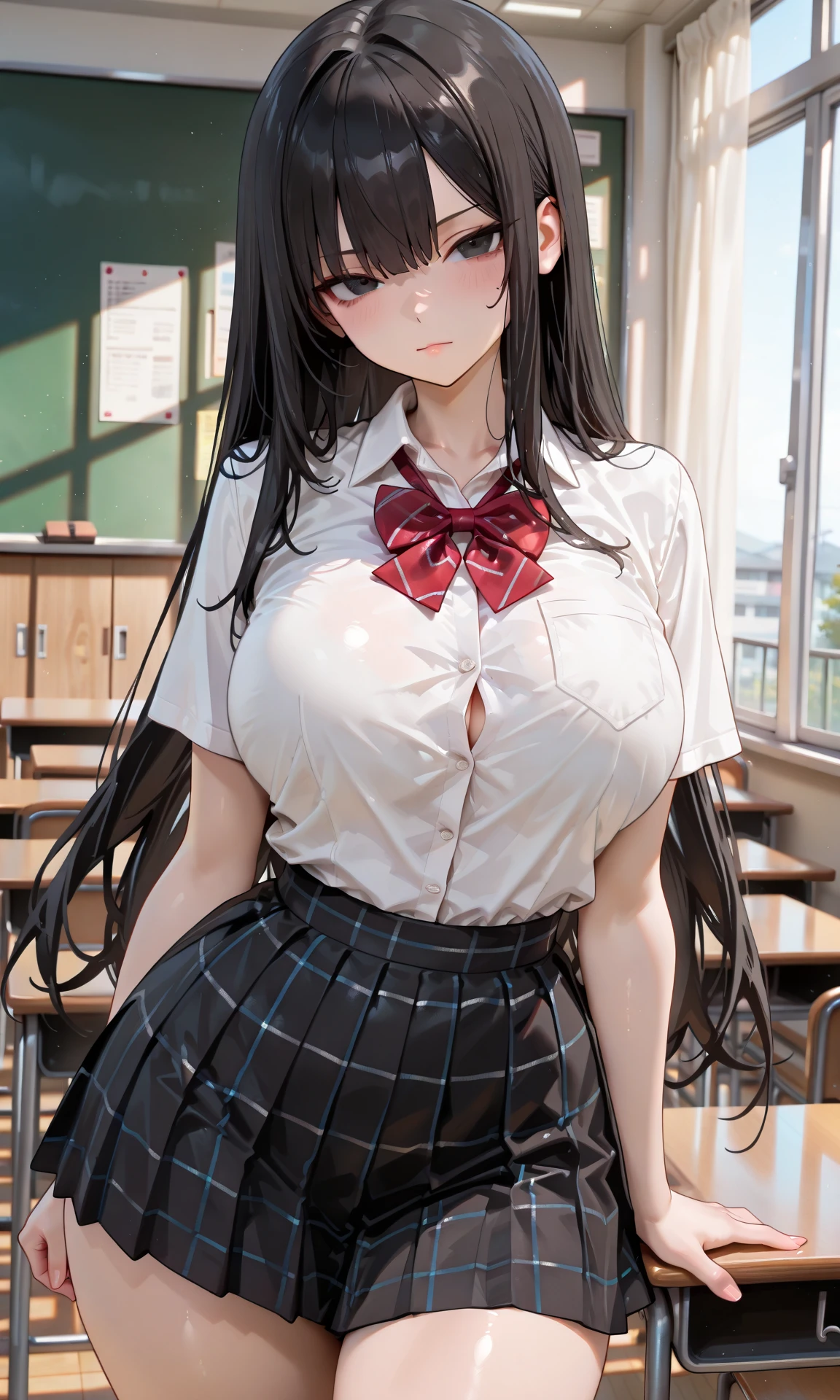 masterpiece, Highest quality,Super detailed,Big Breasts, Gal,mini skirt,Cowboy Shot,high school girl