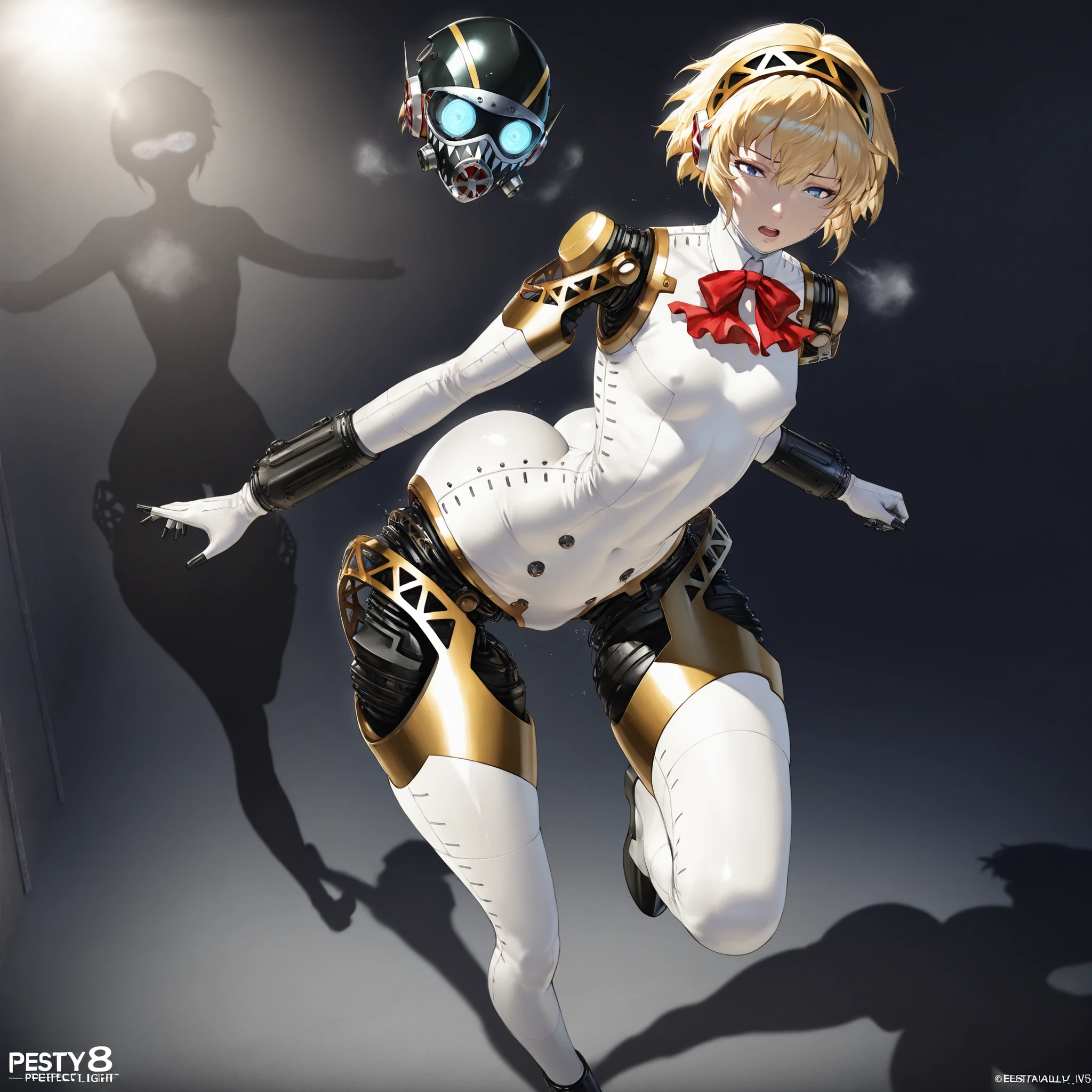 masterpiece, Highest quality, High resolution、Upper Body, Real Anime、3d、Vibrant color art、From the side,
alone, One Splatoon girl, Spine, short hair, Monochrome, Bone, Are standing, transparent, rib, skeleton, View your viewers,  Machinery Parts, Golden glowing eyes、Hair on one eye, Golden tentacle hair, Shiny, Robot Joints, Big Breasts、Glowing Heart、black