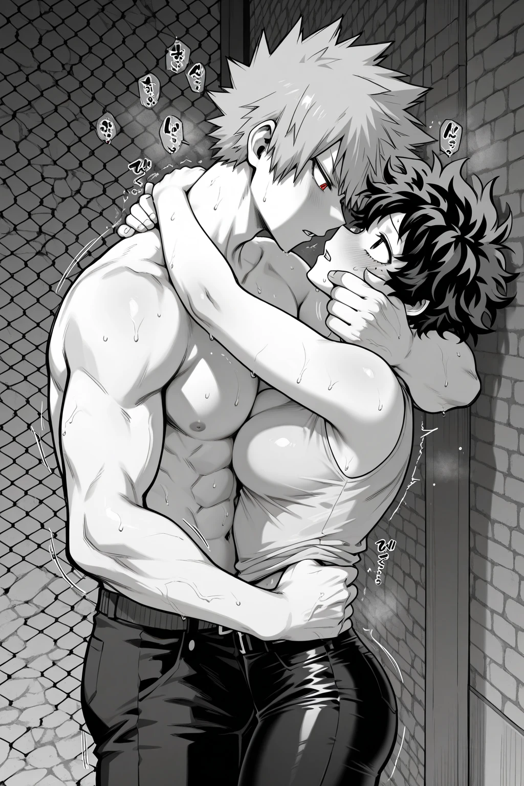 Bakugo Katsuki character, sexy man, hot, sex, scantily clad, engaging in relationships with Dabi, male,sex