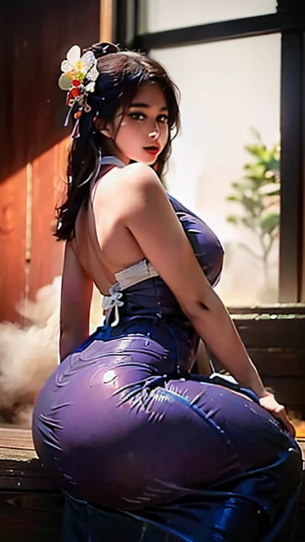 ((Highest quality、masterpiece、、Realistic、超High resolution、Very delicate and beautiful、High resolution、Cinema Lighting))、 Pool、((Scene of jumping from the water:1.6))。((Short Wavy Hair:1.6))、smile。(Brightly colored swimsuits with easy-to-move-in designs)。Her movements are very lively and fun.、(Water splashes everywhere。背景には青いPoolの水とPoolサイドのデッキチェアとパラソルが見えます.。The sky was clear and、The sunlight reflects off the water surface)。The overall atmosphere is one of summer fun.。((head buck:1.3、Arch your back:1.5))