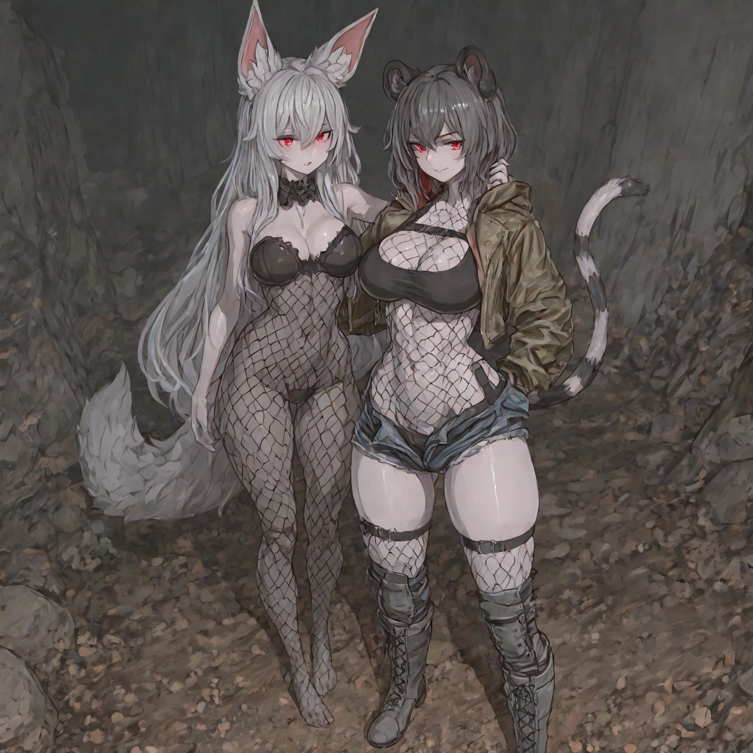 a pixel cat girl is standing with it's eyes open and smiling at the camera with an octopus like tail on her body, on a wall chained in a stone prison pretty ragged anime characters together over one another over the top of them a hard light blushing lewd face while wearing very tight boots micro leaf bikini, standing an animated figure with white skinny body a bread and a goey goop behind her is speech bubble