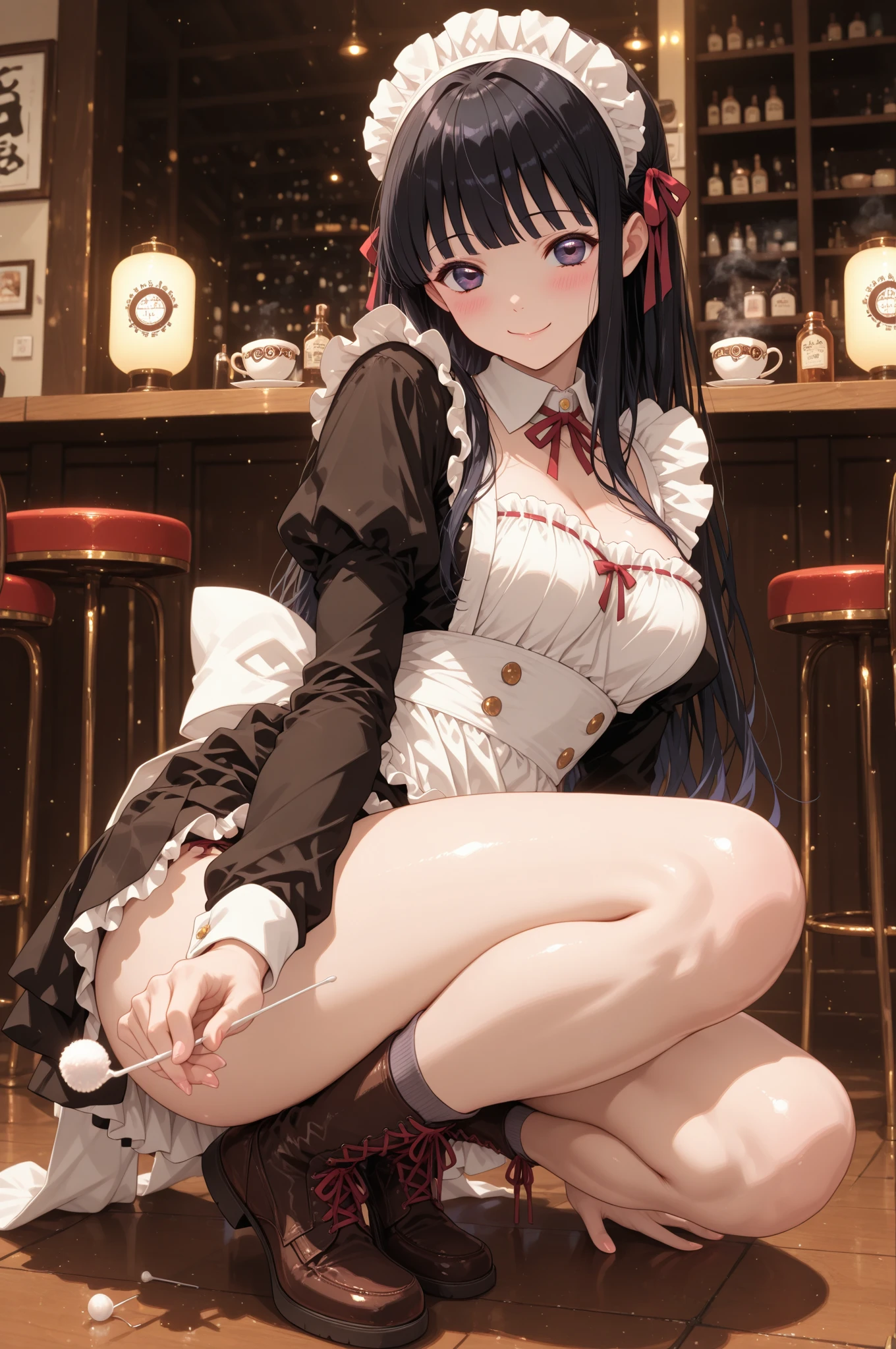 pieces fly、masterpiece、highest quality、Super detailed、High resolution、High resolution、8K portrait、Unity 8k壁紙のHigh resolutionCG、unity 8k wallpaper、cute type little:1.5、:1.5、Highly detailed CG unity 8k wallpaper、realistic、real person、cute type little、 portrait photography、shiny skin、High resolution、(16 years old:1.2)、(1 girl)、beautiful clear eyes、very detailed explanation、delicate face、nice lips、slender body、Same with big breasts thin waist、thin legs、(coffee shop:1.6)、1 girl, cute type, perfect face, seriously, (blush:1.5),((There are a lot of people nearby:1.4))Same with big breasts,((Maid clothes:1.2)),(((clothing lift:1.5))), (((I have nipples))), Detailed description vagina,show vagina,spread legs,spread ,((cum in vaginas:1.4))、(:1.2)