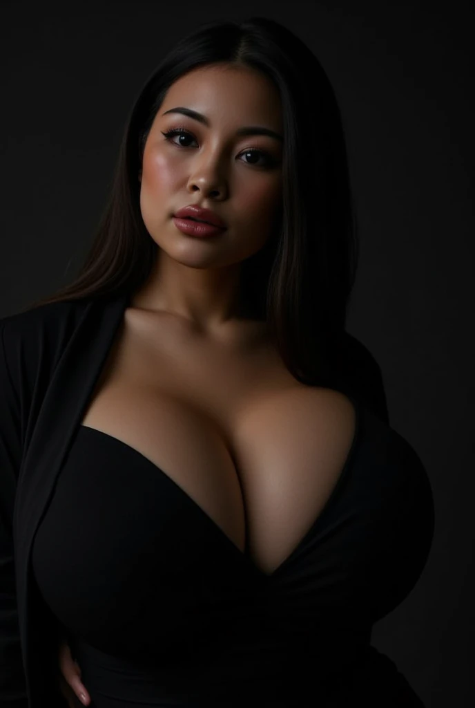 DSLR photo of sexy beautiful young pretty woman filipina asian, low cut shirt, sleeveless, black hair, stud earrings, necklace, brown skin, dark complexion, full lips, looking at viewer, dark pretty eyes, sitting, indoors, night, club, neon, photograph, bracelets, charms, beads, studs, wide shoulders, full subject in frame, (cleavage:1.2), (huge natural breasts:1.1)