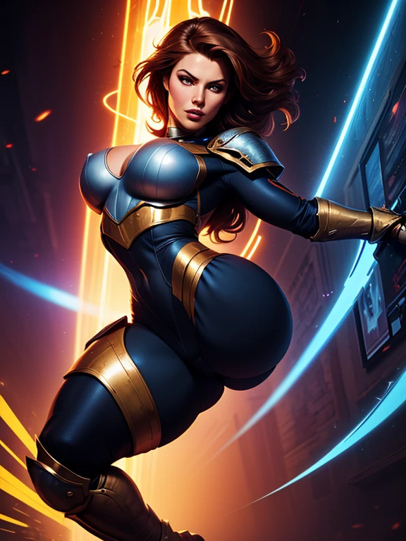 Highly detailed RAW color Photo, beautiful 40 years young Latina girl (Adult model Daisy Marie), dynamic pose, (wide hips), (detailed skin), (detailed lips), (detailed eyes), (cosmic:1.4), (necropolis:1.1), (Sci-Fi setting) (detailed face), (curvy), detailed eyes, chromatic aberration, depth of field, soft lighting, masterpiece, best quality, intricate, (lens flare:0.7), (bloom:0.7), particle effects, raytracing, tone mapped, highly detailed, concept art, smooth, sharp focus, dramatic lighting, highly detailed artwork, cinematic, hyper realistic painting, trending on Artstation, 8K, incredible shadows, realistic, (highly detailed background:1.2), art by midjourney