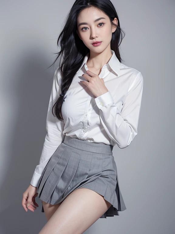 The shirt fell off, revealing her large breasts.,(perfect anatomy, Anatomically correct, Very detailed skin), 1 woman, ((Thai University Uniform:1.6)), from the front, Shiny skin, fine hair, detailed face, Detailed eyes, long hair, ((natural smooth)), beautiful body, normal breasts, beautiful thighs, Beautiful legs, camel toe, ((Fine fabric, button down white shirt, belt, (black tight skirt), short skirt:1.3, (Tattered skirt:1.6), high-heels)), white panties, ((Close your eyes:1.6)), (sleep), (Lie flat on your back.:1.7), ((Place both hands on the sides of her thighs.:1.9)), on the floor, storage room, ((be unconscious:1.7)), (rape), painful, Tattered, tear, (8K, Highest quality, Masterpiece:1.2, very detailed), (realistic, photorealistic:1.4), beautiful illustrations, The light in the room is dim.,
