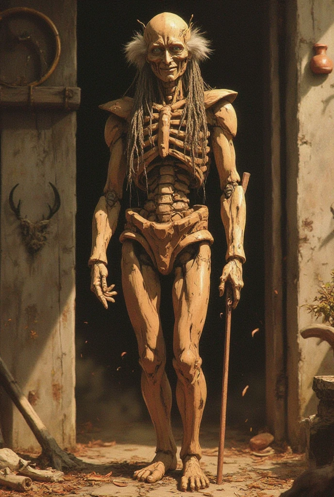 SentinelBot. A photo-realistic CGI image of a humanoid robot from the movie "Predator," shot from a front camera angle, showcasing a highly detailed and realistic representation of the robot. the robot, positioned in the middle of the image, is kneeling with its knees bent and holding a katana in its right hand. it has a sleek, metallic body with intricate mechanical details, including a large, silver-colored helmet with a segmented face, and long, grey dreadlocks that cascade down its back. The robot's eyes are closed, and its expression is neutral. the background is a solid black color, providing a stark contrast to the robot's white and silver color scheme, making it stand out against the dark background. the image is high quality and has a realistic style, with smooth textures and detailed features that make it look like a real-life, humanoid robot. <lora:The_Vanguard:1>