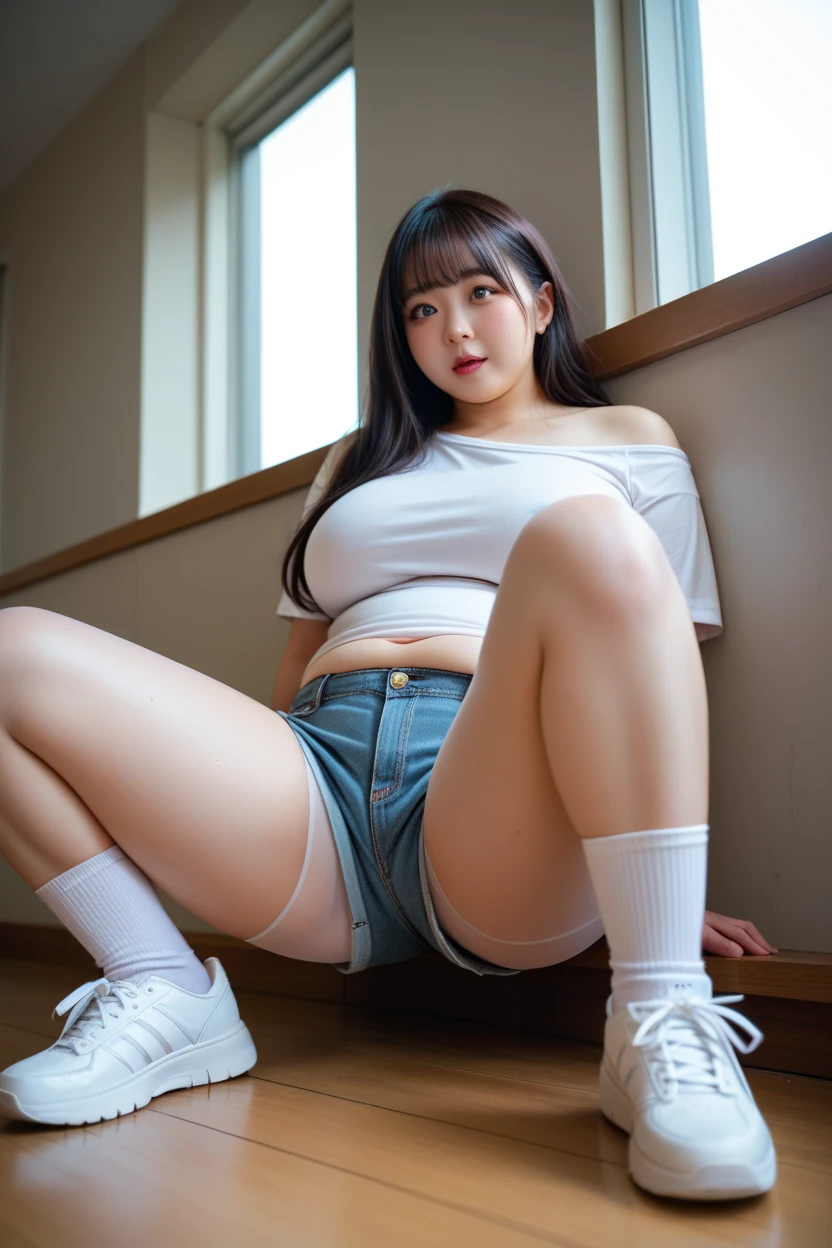 High-resolution images, Atmospheric perspective, 8k, Very detailed, Accurate, Highest quality, Realistic Background, (1 female), (beautifully), Bob Hair, at last, (Ecstasy face), (Droopy eyes), (blush), ((sleepy)), ((Huge breasts)), ((Precision engineered, Luxurious and colorful shorts for adults, panties High-resolution images, Draw string buns with great accuracy)), ((Showing off string panties)), Sweaty, (Spread your legs, Please stretch your legs and rest.) Open your mouth, ((Thin thighs, Thin legs)), pantyhose, Earrings, Simple Necklace, Masturbation, ((Orgasm moment)), (Angle from below),