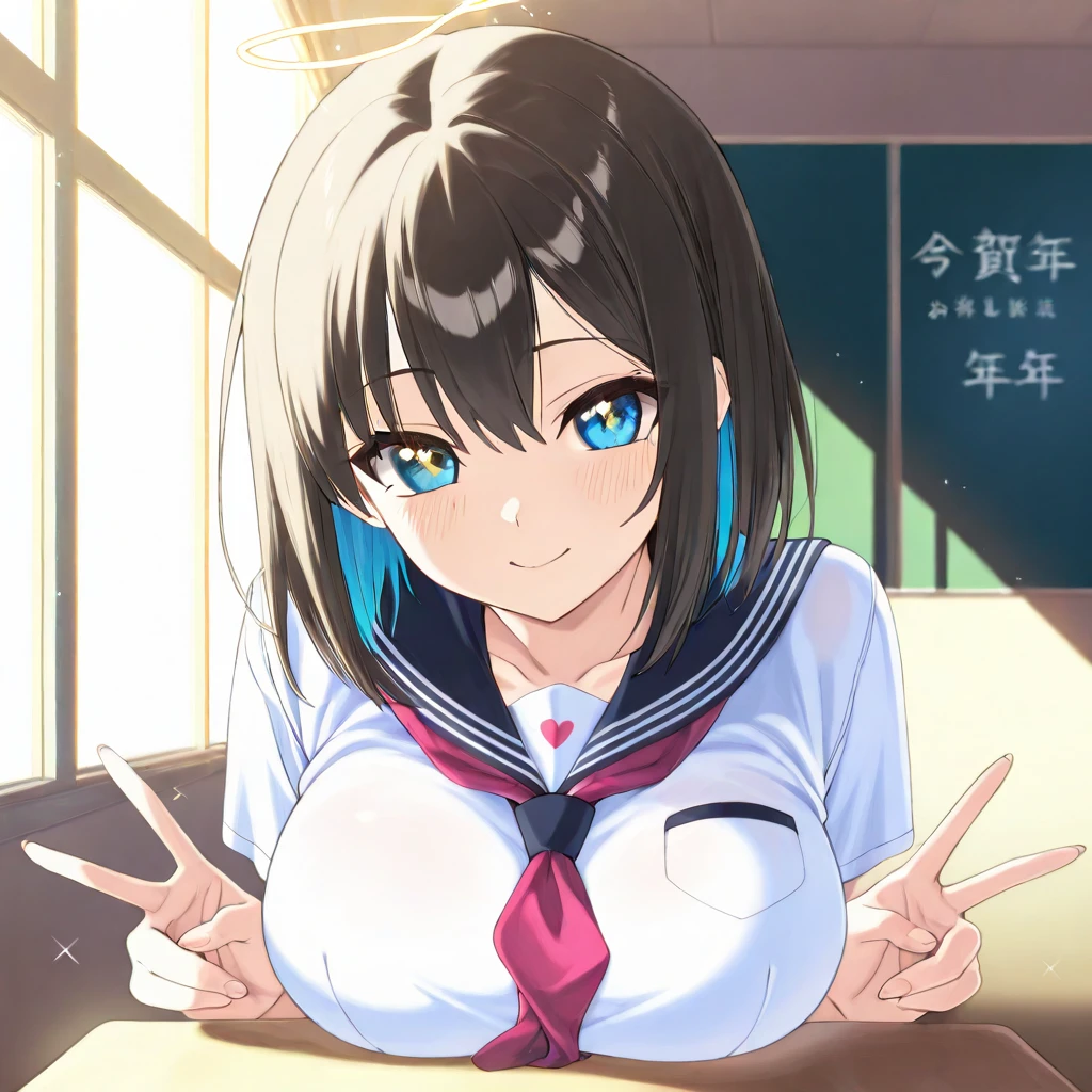 (Very large breasts,Cleavage:1.8),Anna Yamada,gigantic breasts,smile、(Nurse uniform:1.5)、(Are standing)、(in library room)、Bookshelf、(Wearing a collar:1.5)、Earrings、Earrings、bracelet,(Delicate facial features:1.5)、(masterpiece, Highest quality, High resolution, Super detailed, 8K, 4K),(Making a peace sign:1.9),ponytail,(Beautiful Face:1.5),Is ejaculating、Sweat,navel piercing,(nsfw:1.5)、Absurd、Highest quality, (Volupture:1.5)、((Upper body close-up)),heart-shaped pupils, light smile, sparkle