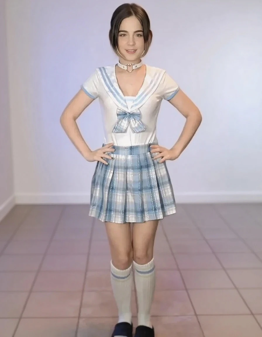 4k, realistic, charismatic, very detailed, there is a girl in the sky, She is Velma Dinkley, she is a very young, she is with Scooby, Scooby Doo theme, large hair, ponytail, 20 years, full body, (detail in the eyes), (detail in the face), incredibly beautiful, blue eyes, blush, makeup, red lipstick, miniskirt, (wide hips),  (thick thighs), small breasts, dress, Beauty girl, seductive pose, (extreme hourglass figure), thin, svelte, white skirt, boots, tight t-shirt, ((pleated mini skirt))