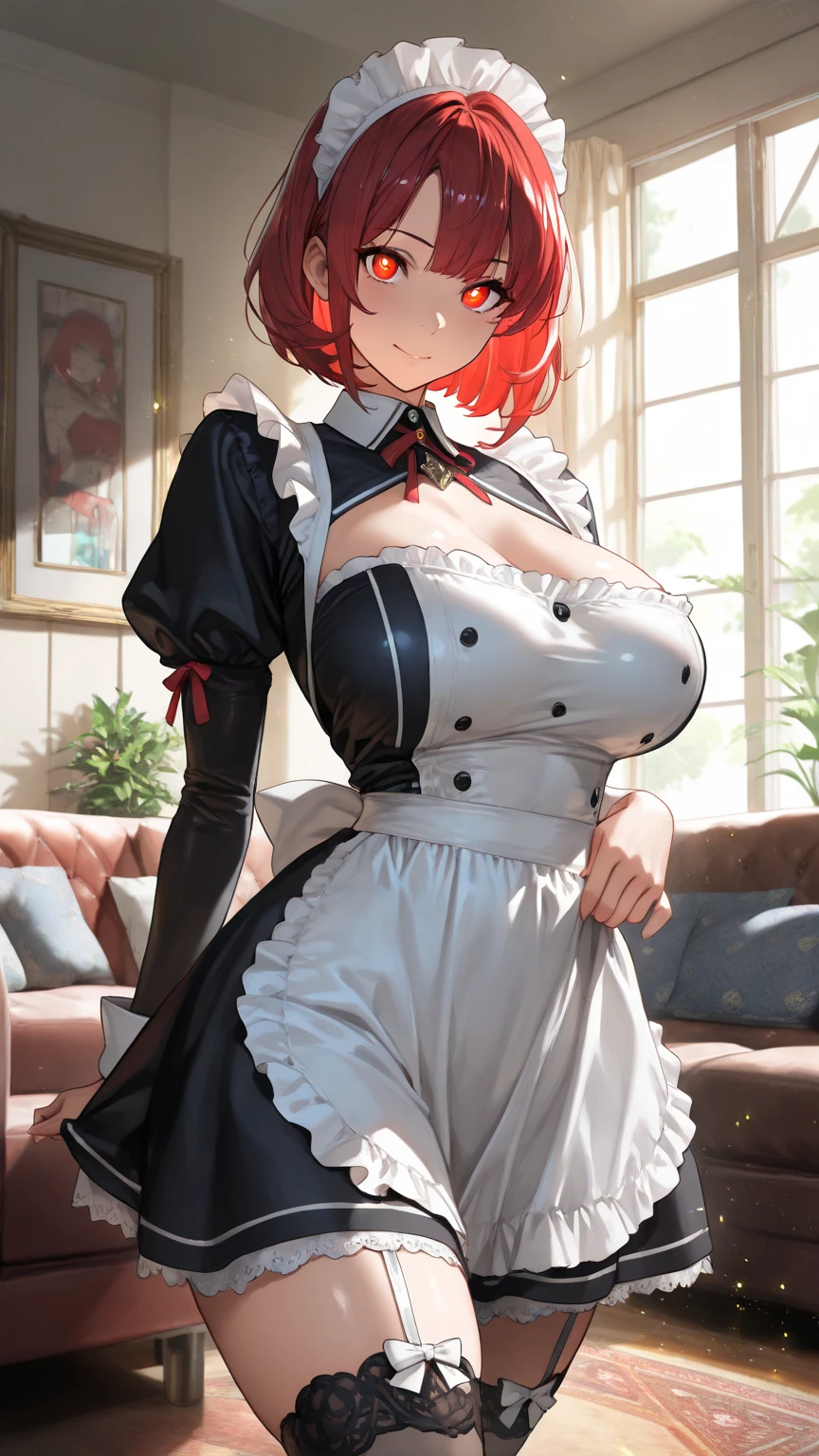 (((masterpiece,Highest Resolution,4K High Resolution,Crisp image quality:1.3)Pussy juice(Detailed Hair,garter belt,(Eyes are hearts)solo,One Girl(Large Breasts)Ellen Joe，Zenless Zone Zero，Alternative costumes ,Maid, shark tail, short hair,,multicolored redhead,, Wrist cuff, Maidheaddress,multicolored redhead, (Red eyes:1.3),, Two-tone hair,, ear piercing,((Insert your dick into your)Sex videos with the opposite sex,