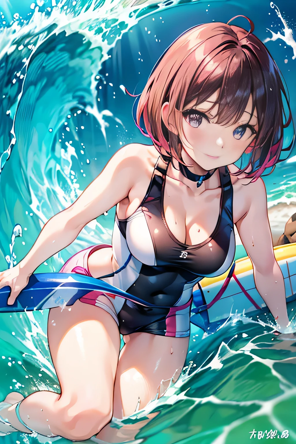 1 girl, stylish, swimsuit,, hoodie sea, clear water, transparent, breasts, bright