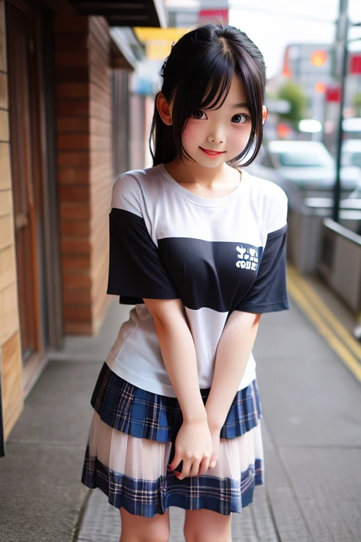 Magazine Cover:1.3、Incredibly cute girl,Super cute 10 year old girl、White skin、Thin chest、Small nipples are visible、(Wearing a sailor suit)、 Professional Lighting、Tokyo Street,night, Streetscape,City lights,Upper Body,close,smile,, (8k, RAW Photos, Highest quality, masterpiece:1.2),(Realistic, photo-Realistic:1.37),Please lift your skirt、I can see your pants、