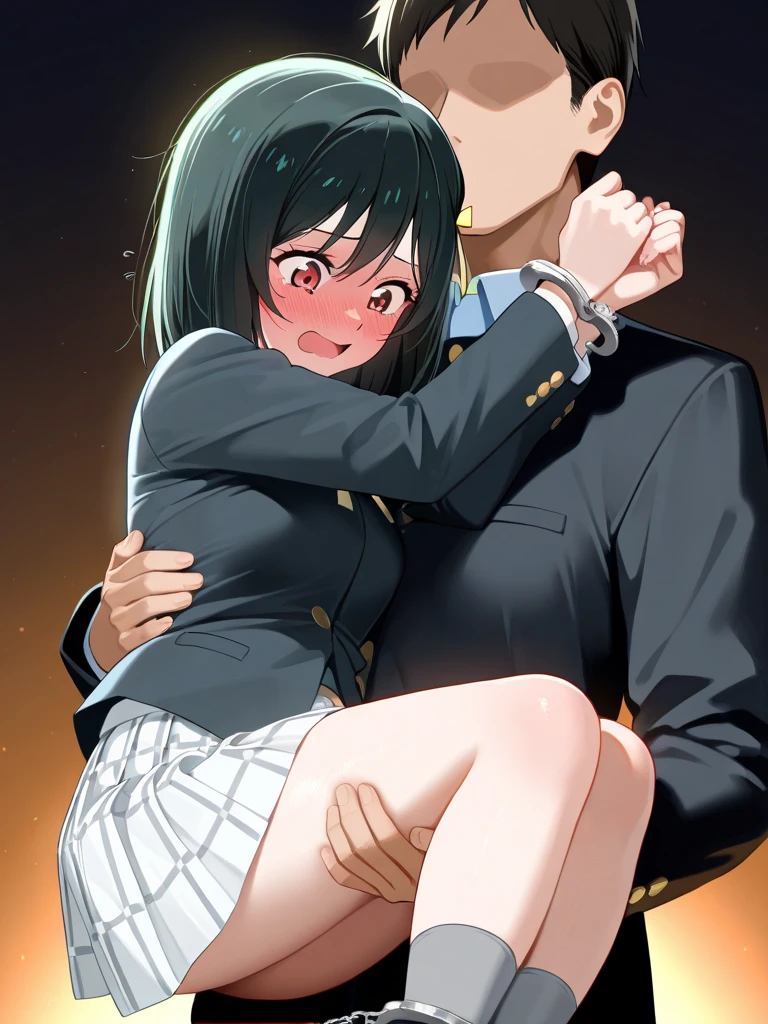 masterpiece:1.6, best quality), finely detailed beautiful eyes: 1.2), colorful, shinkai makoto, kimi no na wa., 1girl, crawl position, sex from behind, 1boy, Doggystyle, (1boy, buzzcut, muscular, brown eyes, penis , missionary sex, boy touching girl chest,chestgrope from behind, boy caressing girl's body, breast groping, breast grope, hold breast,) (1girl, bangs, black hair, small ponytail with red ribbon, short hair, blush, brown eyes, collared shirt, long sleeve white shirt buttons, unbuttoned shirt, open shirt, medium breast, nipples, pink nipples , bottomless,vagina, cum inside , creampie, vagina insert by penis) indoors, bed,bedroom, lamp,night, cowboy shot, missionary sex,sex from behind, thrusting