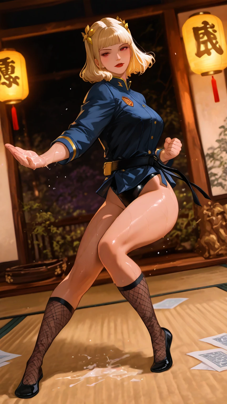 Masterpiece(woman,Huge ,Huge breasts:1.5, とても唇が赤いHuge breastsを強調,Big Ass,Narrow waist,Long legs,Greenish blue eyes,Blonde ) 
8K(Sweat flying:1.4 )8K(Heat rash:1.9 )
 8K(Gal:1.3)
 8K(Staring at me:1.5)
 8K(Anime Style,A floppy smile,What we are looking for,Face mischievous face,The facial expression is accurate:1.7)
 8K(Anime Style,The facial expression is accurate)
8K(Wearing a black kimono:1.5)
8K(hairpin :1.3 ), 
8K(Angle from below:1.5)
8K37歳
