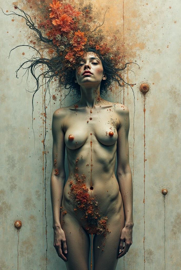 concept art,  psychedelic pop art, optical illusions, woman, dark queen, dark fantasy, grunge, tattoo, Steven Klein, Henry Rousseau, Egon schiele, masterpiece, striking and masterful depictions, translucent, iridescent, rococo,