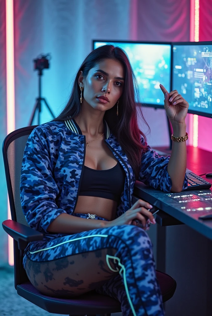 lince , Session, cyberpunk Noche , pantalones deportivos , chaqueta Gris y Azul,Extremadamente detallado, rostro detallado, gafas,pasteles ,hermoso rostro, ojos finos, mirando al espectador, pose femenino Desnuda