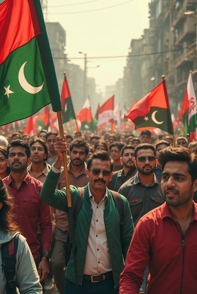 Worker's ittehad pakistan tehreek insaf red and green generate in a