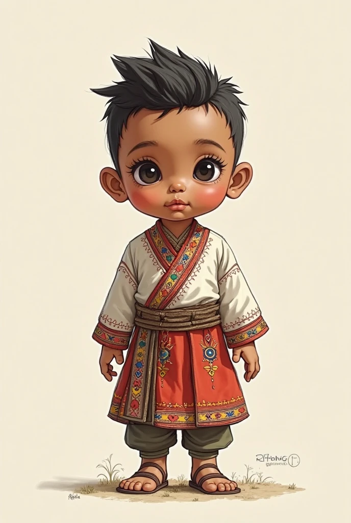Little cute adorable (((full body))) Bolivian indigenous Inca (((boy))) with big fluffy eyes, 8K, OCTANE RENDER --auto --s2