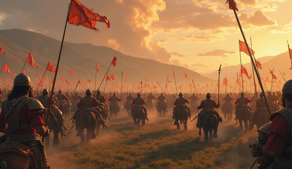 best quality, master part, ultrahigh-resolution, (fotografia realista:1.4), Surrealismo, Semelhante a um sonho,FusionArt, Ancient Chinese battlefield, Battlefield of three kingdoms, Riding and hacking,Soldados chineses antigos, Soldados chineses, A Grande Muralha, hidden blade,