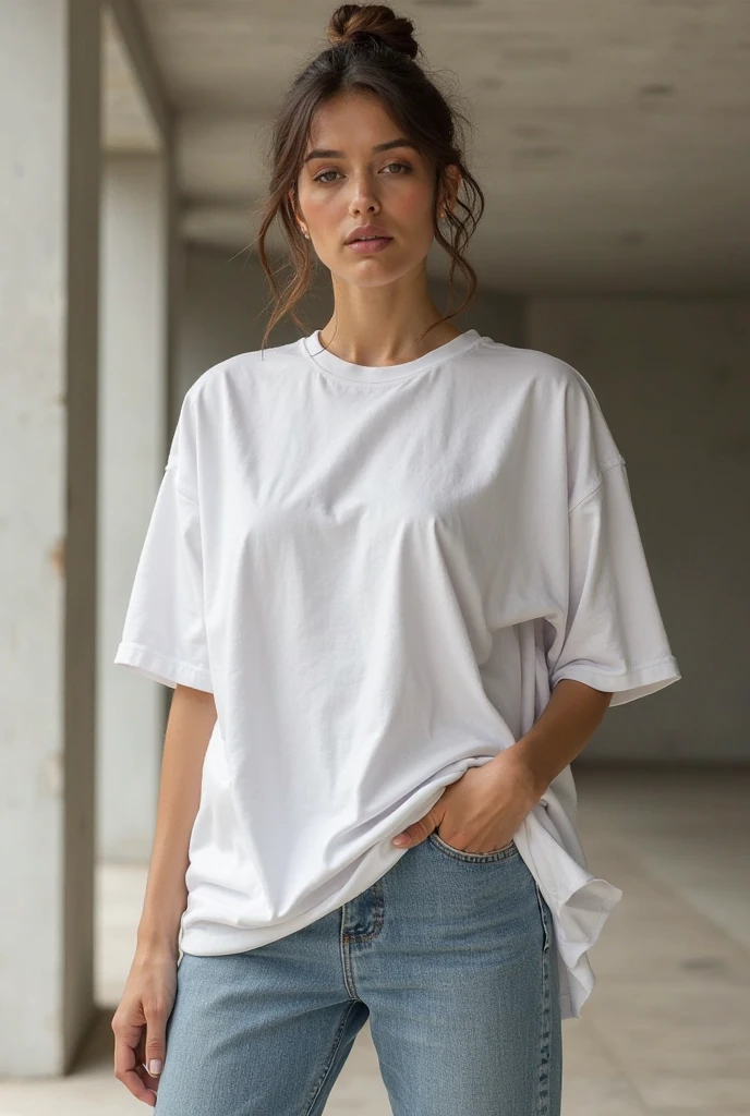 Smart beautiful girl, weavy short hairs, wearing a white basic round neck plain Tee-shirt, yellow tight jeans, waist length tee-shirt, high heels, young beautiful girl, firm breasts, perfect thighs, indoors, (hdr:1.25), (artstation:1.2), dramatic, (intricate details:1.14), (hyperrealistic 3d render:1.16), (filmic:0.55), (rutkowski:1.1), (faded:1.3)