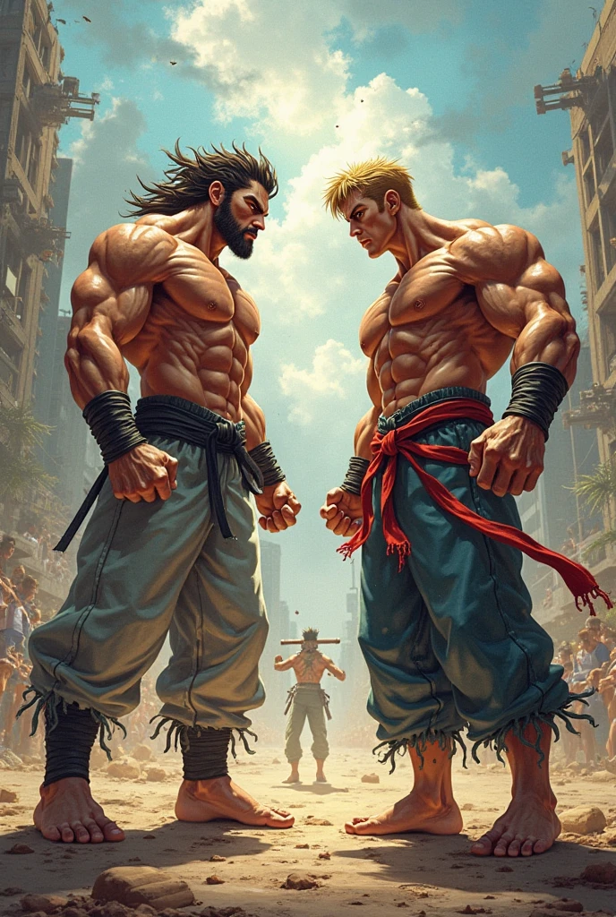The background of the picture is the seaside, the characters are muscle men, China, scumbags,