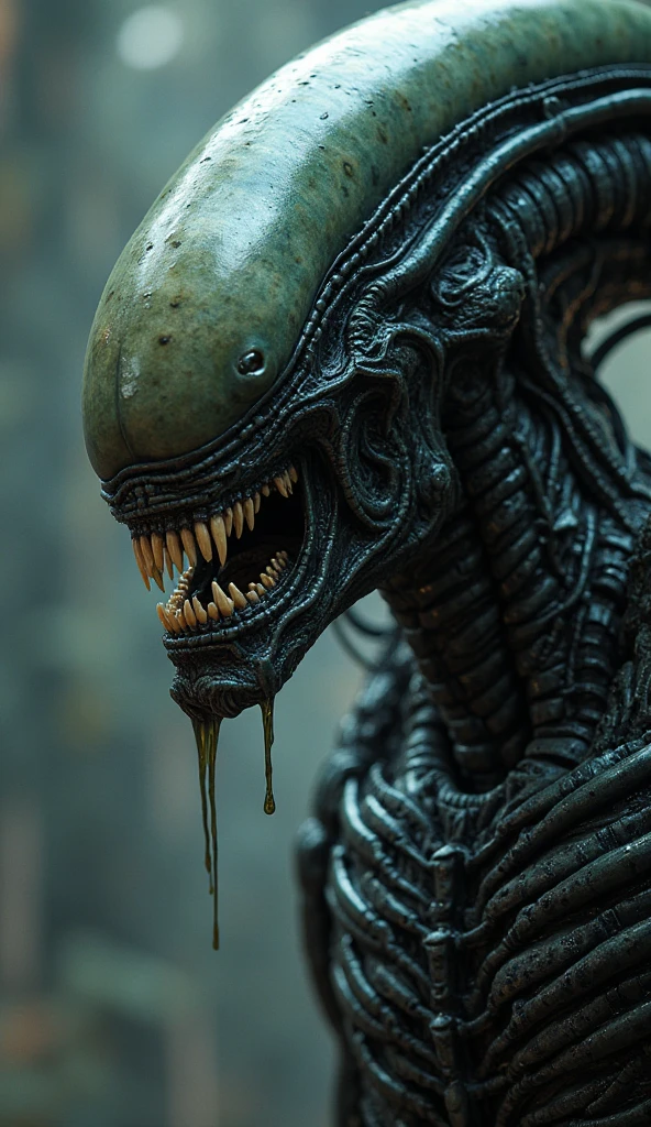 (((Extreme close-up Xenomorph Alien the eighth passenger fusion Medusa snakes like hair Greek mythology surreal and cinematographic images Color Splash images)),(((Front Images)))