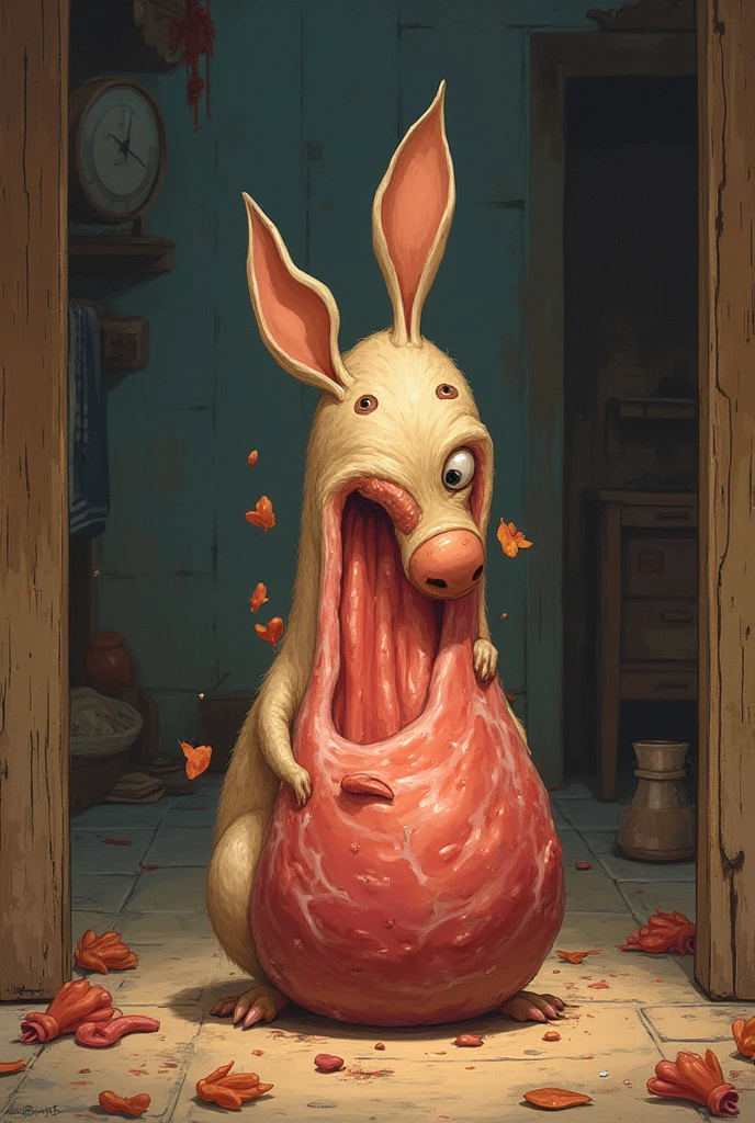 cleavage,score_9, score_9_up, score_8_up, score_7_up, score_6_up, score_5_up, source furry, anthro, Long exposure photo of Hyperrealistic art anthro, judy hopps, detailed two tone grey fur body with white chest, grey lagomorph feminine beautiful face,  ,  in face, mouth full of , open mouth full of ,  in mouth, mouth full of , completely full of , cover d in , , closed eyes,  and showing her ass, hands in ass, spread butt cheeks, detailed , detailed ,  down, birds eye up shot, shot focused on her ,  closeup, in dark alley with romantic lighting. Big horse   on her, horse   on Judy hopps, realistic detailed horse , big detailed horse ,  in mid air, big horse  in scene, lots of ,  party,  up her ass