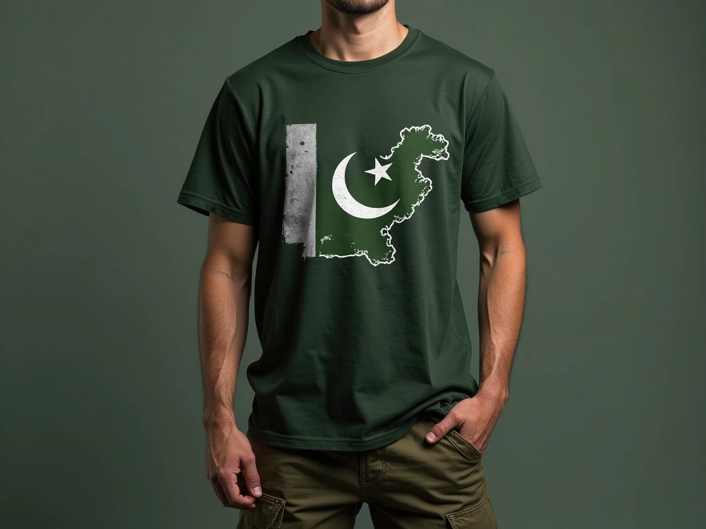 3d Pakistan flag print on man t-shirt on back