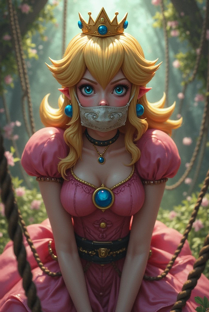 Princess Peach tied hands and ankles and gagged 