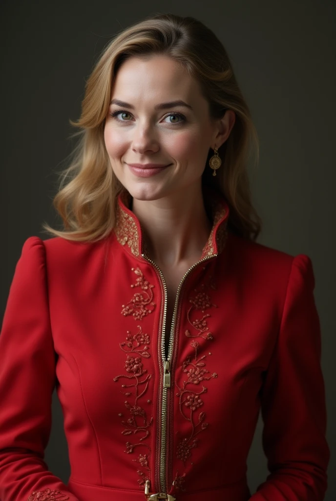 Laura Haddock wearing sexy royal clothes wearing lipstick and smiling