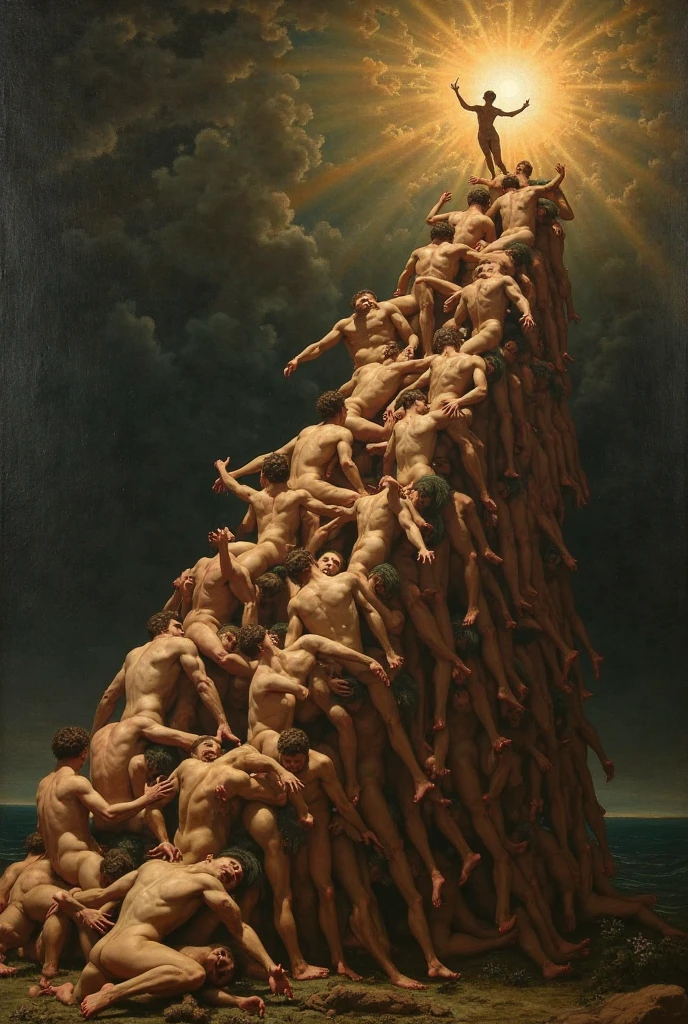 ((masterpiece, high-quality), hyper-realism, Caravaggio-style, 8k Renaissance oil painting masterpiece, The Birth of Venus (1879) by William-Adolphe Bouguereau style, Baroque aesthetics, Venus de Botticelli, demons and angels, renaissance art style. (style: The_Rap_of_the_Daughters_of_Leucippus_de_Peter_Paul_Rubens.),(style: Godfrey_Kneller_em_1689.),high resolution,painterly, Baroque style, chiaroscuro, dynamic composition, dramatic lighting, rich colors, detailed texture, divine expression, religious scene, floating scene:1.5),(RossDraw 2.5:1.1),(KDA:1.1),(WLOP:1.1),(Sakimichan:1.1),(waternonecolor:1.2) )