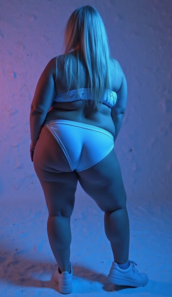 pregnant woman in a white bikini leaning against a wall, curvy and bow, shapely derriere, thicc, curvy accentuated booty, looking from behind, leaning against the wall, leaning on the wall, feminine curves, showing her shoulder from back, picture from behind, seductively looking in front, curvy figure, shot from behind, soft curvy shape,55 year old mature woman, hot and sexy mature woman, tanned mature woman with bikini lines, 55 year old woman, mature woman in sensual pose, woman wearing transparent organza costume, slightly gray hair