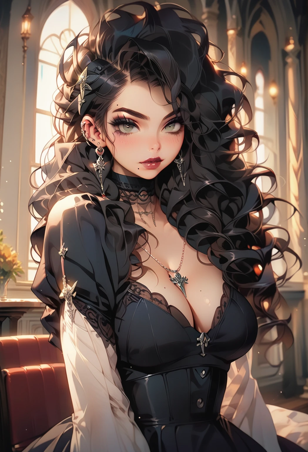 highest quality, ultra high resolution, super detailed, gorgeous, masterpiece, best quality, high resolution finely detailed, extremely beautiful, distinct image, ((identical twins)), cotton button front ribbed lounge romper, ((best quality)) ((best quality)), ((masterpiece)), (detailed), 4k image, anime style, beautiful and seductive young girls, teenage girls, rosy white skin, oval shaped face, seductive and sharp facial features, astonishing sex appeal, curly hazel-brown hair, slim, curvy body, green eyes, full lips, medium height, large breasts,