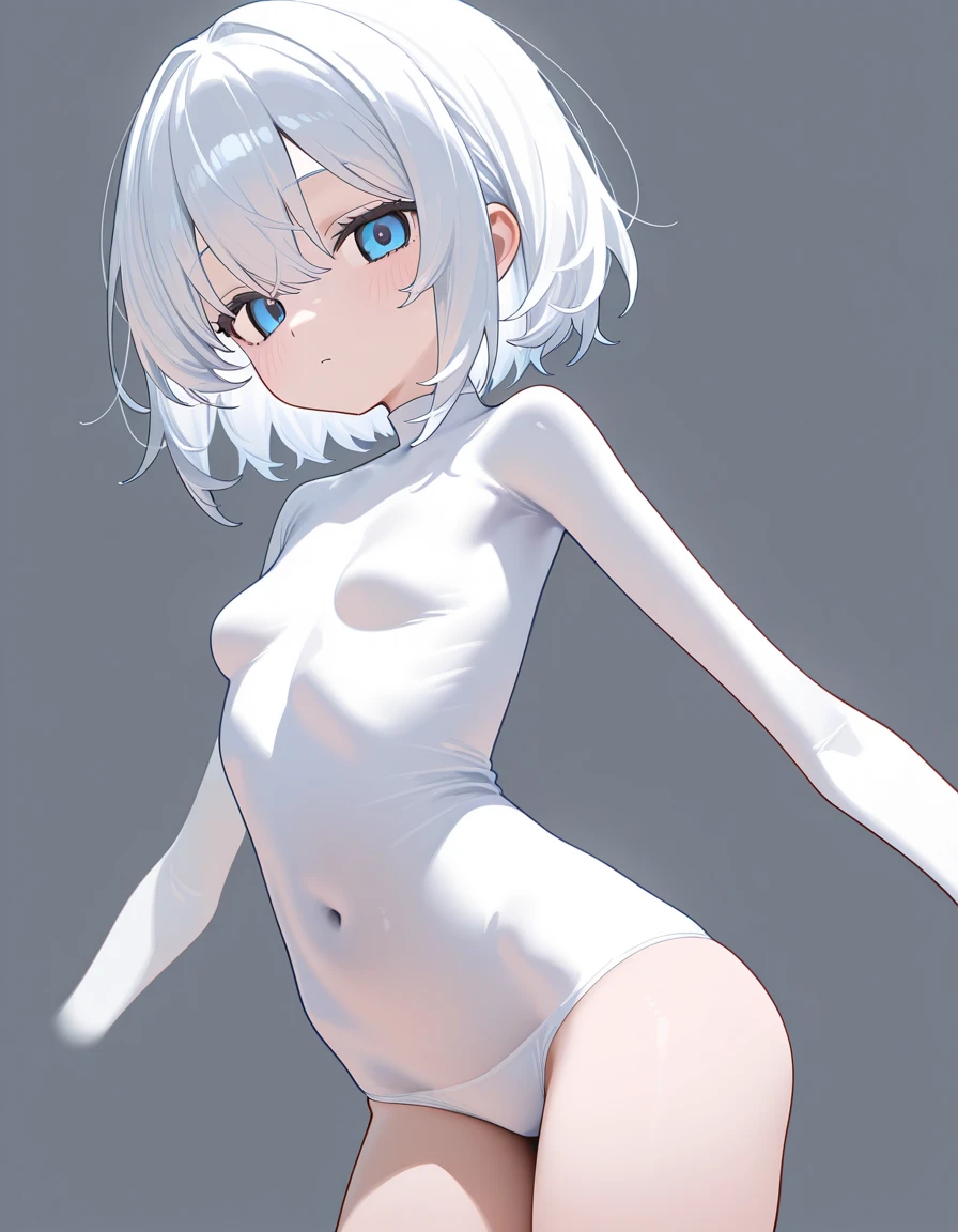 1girl,nude,White hair,Pasties,maebari,masterpiece,best quality,very aesthetic,absurdres,saturation,socks,low straight-on,looking at viewer,lovely,legs_together,tan,cowboy shot,Angle Socks