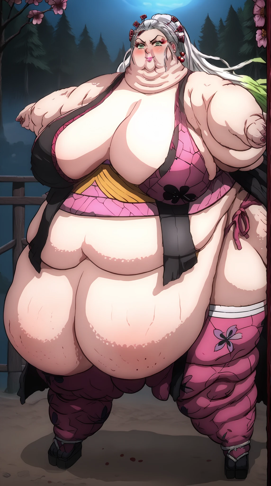 masterpiece, best quality, highres, nino, ?????, short red hair, twin tails,hair butterfly ornament, big blue eyes, huge butt and , si