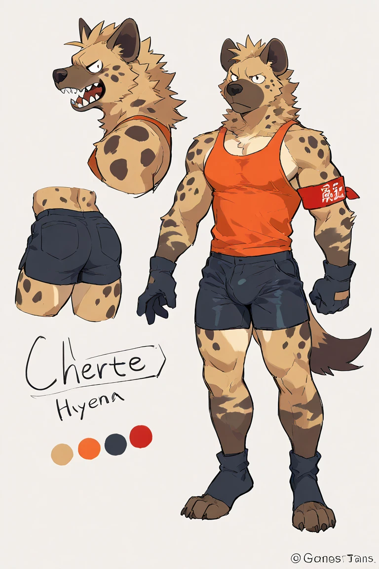 Tiger, By Haps, 1boy, abs, animal ears, bara, bulge, full body, white background, Seminude, Boxers, Character sheet Reference,