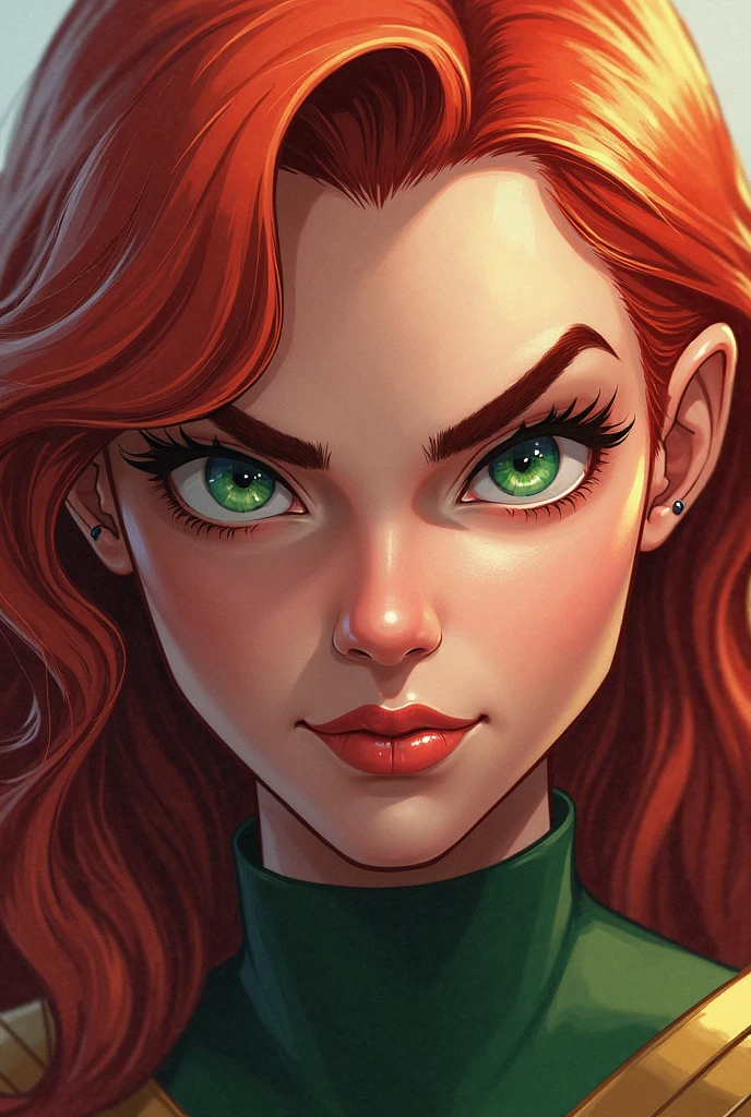 a close-up of a woman in a green sweater, garota ruiva, beautiful mulher ruiva, cute young garota ruiva, she is redhead, mulher ruiva, uma jovem ruiva, Red head, decote, one is redhead, ruiva curta, sardas fofas, lindo sorriso sedutor, com cabelos ruivos e olhos verdes, linda e sorridente, sorrindo sedutoramente