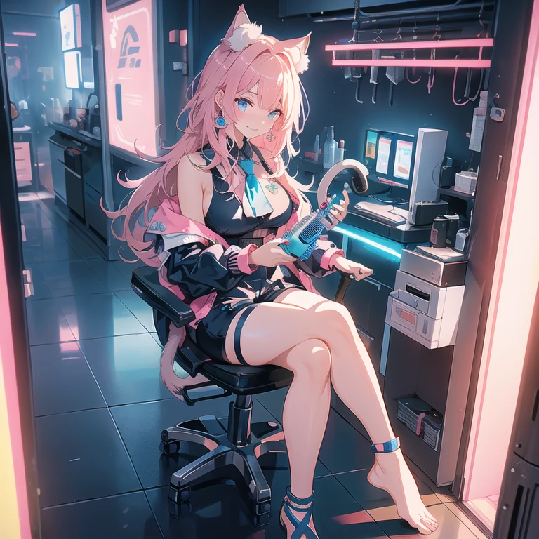 ,Dynamic composition,{{Very Aesthetic}},{{masterpiece}}, {{{Highest quality}}},{{Very detailed}},1girl solo,levitation,Hologram woman floating in the air ,knees up,loose-fitting blouse, skirt, See-through high socks, shoes,Slightly luminous with holograms.computer room