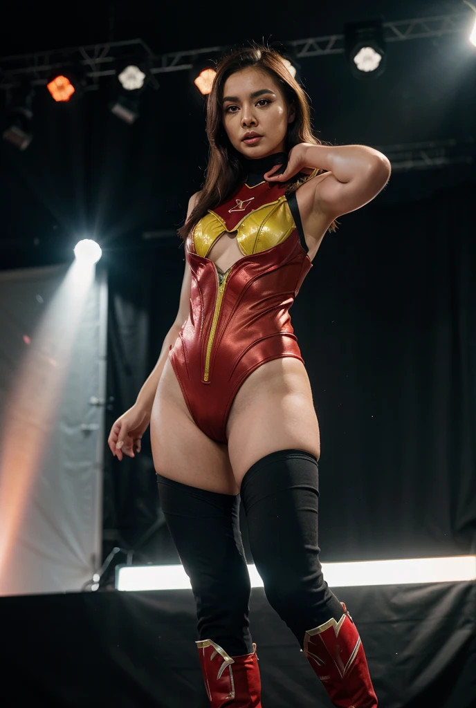 (8K、RAW Photos、Highest quality、masterpiece:1.2)、(Realistic、Realistic)、1 girl、((Sailor Warriors:1.5、With pubic hair、Large Breasts、Full body from the front、Standing with hands behind back、、Lots of eyelashes、Glowing eyelids、skeletally correct、smile、This photo will awaken boys to sex