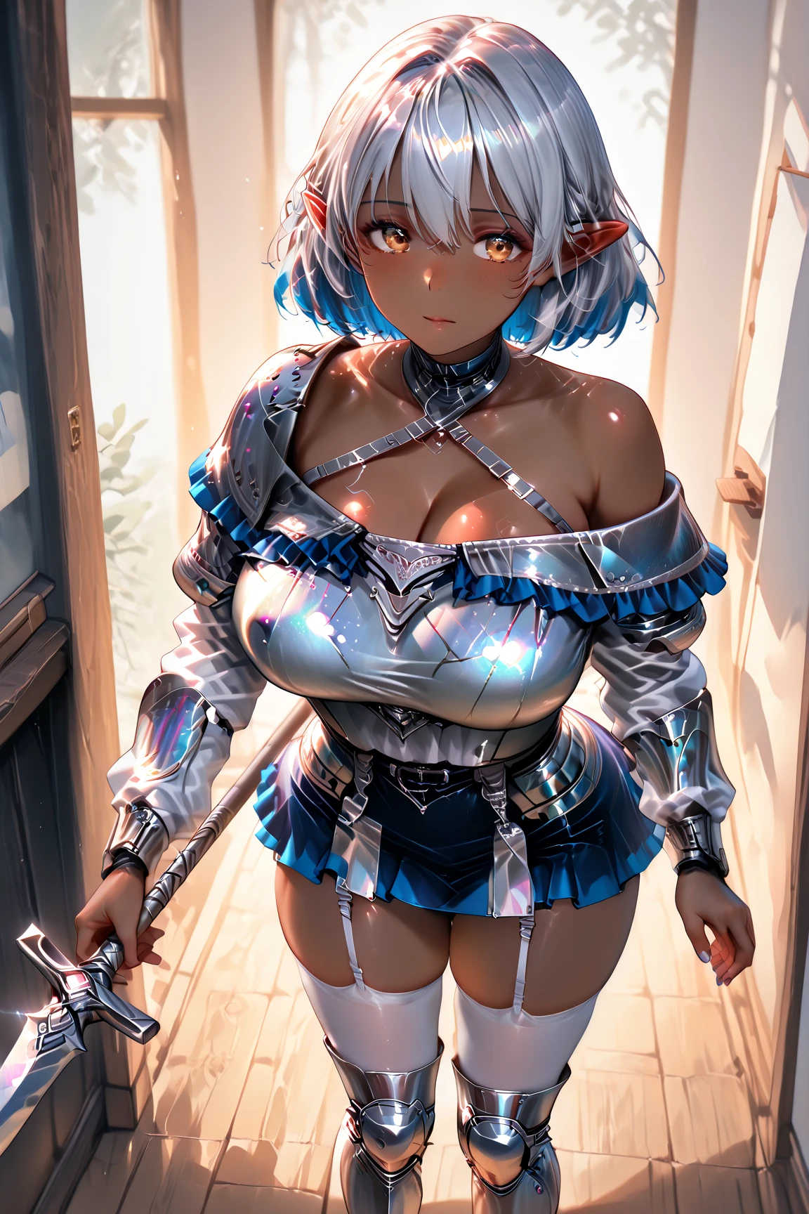 (masterpiece, high res, absurd res, unity, 8k, best quality, :1.4), (retro bedroom:1.5), 
(annelotte:1.2), 
(details eyes, perfect eyes, correct face, correct ???????, correct hands, correct fingers, perfect shape:1.5), 
(full body:1.2), (feel horny, slut:1.4), (she is crazy about his penis, sex addiction, sex slave:1.4), 
(cry, tear, smile, ((orgasm face)):1.4),
(annelotte's outfit, tiara, armored dress, skirt, thighhighs, gauntlets, choker, no undressing:1.7), 
(seductive pose, Female Masturbation, self‐pollution, self abuse, onanism:1.6), 
(mature body:1.5), (abs:0.8), (her breasts are ultra huge and round shape:1.8), (ultra thin waist:1.4), (hourglass body:1.2), (slender:1.5), 
(nsfw, fucked silly:1.0), 
(annelotte's hairstyle, big hair, long hair, beautiful shinny light purple hair:1.4), 
blue eyes, (gorgeous face:1.7), (round and big eyes:1.4), (cute face:1.3), (very young:1.8), (her face is a baby face:1.6), 
Realisian-Neg, badhandv4