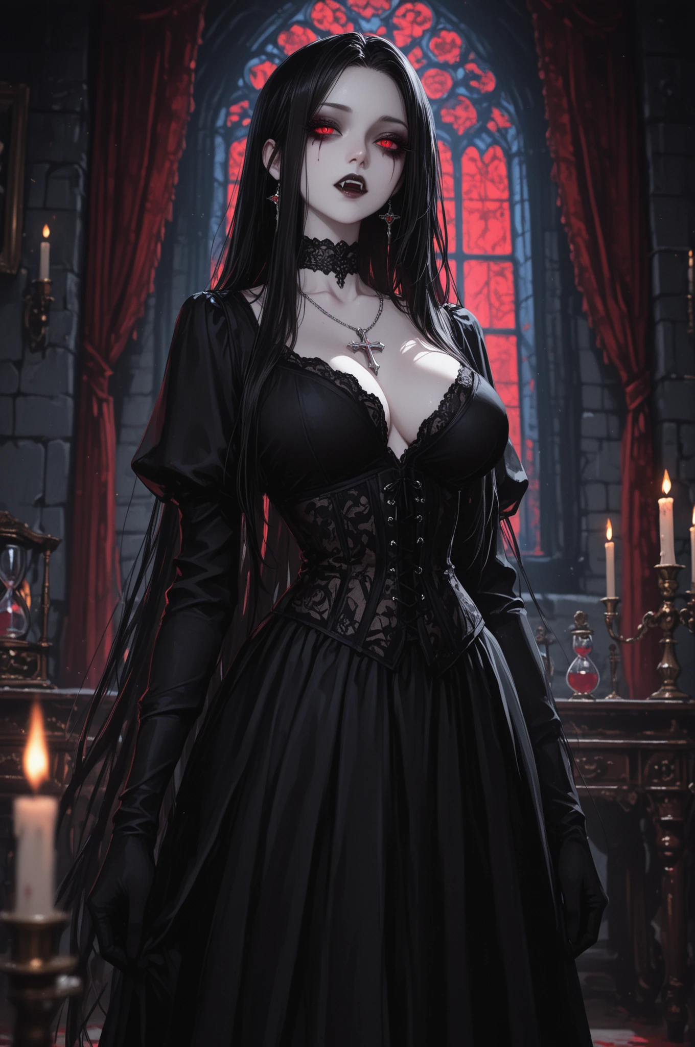 Official Art, Unity 8k wallpaper, ultra-detailed, beautiful, beautiful, ((New Goth gal:1.4)), masterpiece, best quality, dark, atmospheric, mystical, romantic, creepy, literature, art, fashion, victorian, decoration, intricate, ironwork, lace, contemplation, emotional depth, supernatural, 1 girl, solo, hip, Very sexy