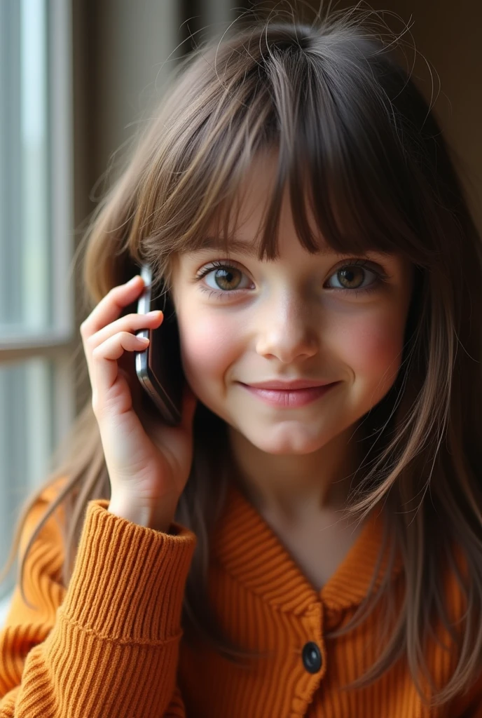 GIRL child 12 years , RUSSO LOIRO cabelos compridos e fones de ouvido , portrait , JAQUETA COURO PRATA, VINIS E CDS fundo GREEN.