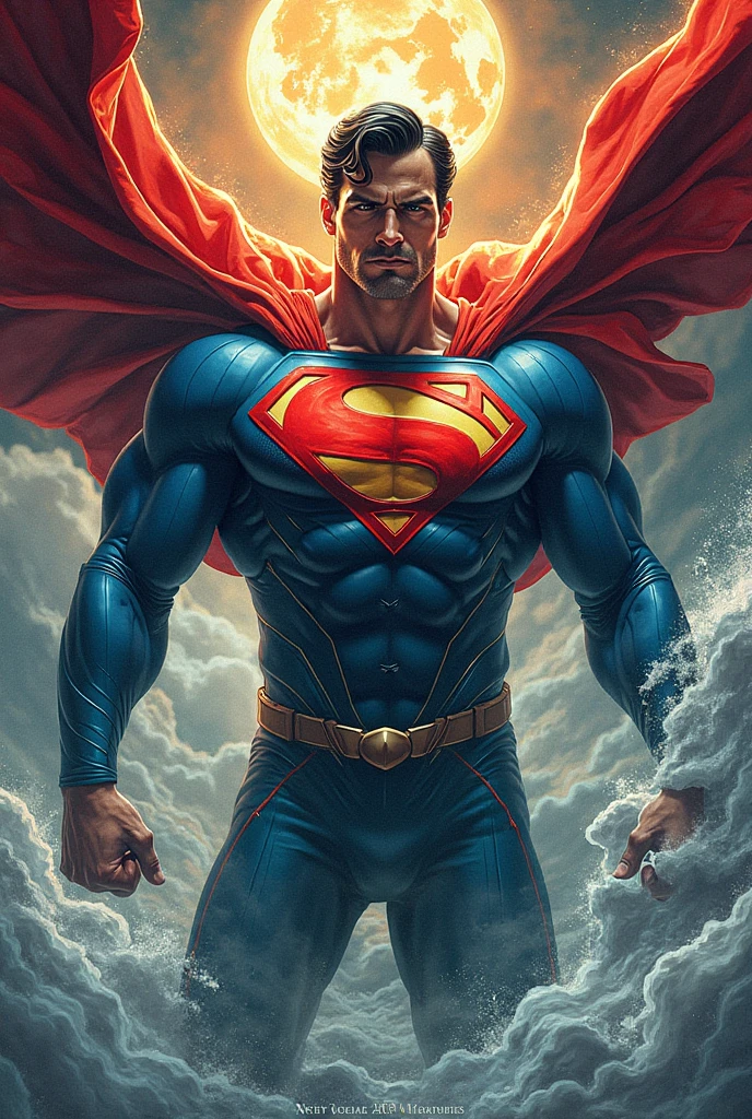 Clark Kent (Superman) being hypnotized into submission. Anime. muscular. revealing/torn up hero suit. hypnotized. scared/worried. on his knees. Defeated. Hurt. Kryptonite. Close shot/up close. Submissive.