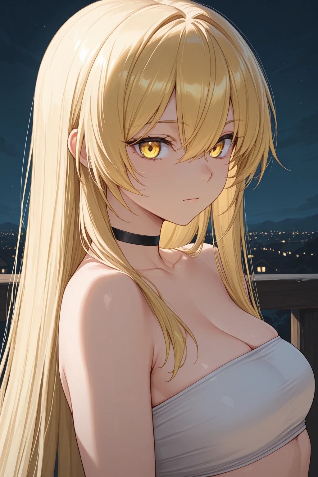 Woman, 1girl, cabelo loiro, blonde hair, cabelo longo, power \(Csm\), olhos amarelos, dentes serrilhados, dentes afiados, dentes pontiagudos, symbol-shaped pupils, pupilas em forma de cruz, sorriso maldoso, imagem espetacular, rosto corado, cena de corpo inteiro, completely naked, Totally naked, off shoulder casaco de malhar azul, peito pequeno, chifres, chifres vermelhos, (Antecedentes detalhados: jardim, Noturno, fora), standing pose, corpo molhado, pele brilhante, rosto detalhado, olhos detalhados, anatomia perfeita, Bichana para amostra, virilha inchada, cowboy shot, dynamic pose, Illustration of perfection, Dynamic, altamente detalhado, de frente para o espectador, obscene expression, CIMA POV
