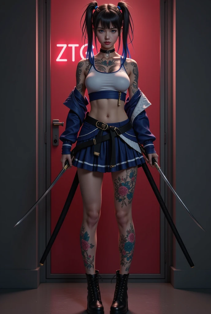 (((mulher))), (((melhor qualidade))), (((obra prima))), (((adulto))), (((1girl))), ((( de costas ))), ((( corte de cabelo bob ))), Uma gladiadora cyberpunk mulher de 25 anos com corpo perfeito, ((( Back view ))), ((( butt ))), shoulder pads with metal spines, Gladiadores do Brooklyn, (( corte de cabelo bob )), tiny leather panties, camiseta de time de rugby rasgada, quase nua no estilo selvagem urbano de Simon Bisley para a capa da revista Heavy Metal, Cabelo loiro curto, Minimum clothing, Metal protection on the left arm with intricate graphics, Dark red with white stars and white and navy blue checkerboard pattern, armadura, cheio de pontas e rebites, (((do joelho pra cima))), cabelos loiro branco curto, no fundo uma parede pintada por Shepard Fairey com um design intrincado