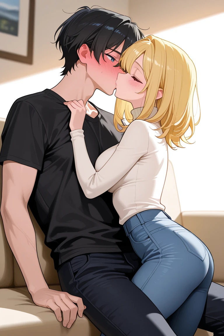 (1son), (1mom), (duo), A mom seducing her young son, European 40 year old milfs with their young son with blonde and brown hair, best quality:1.4), (ultra highres:1.2), (8k, RAW photo:1.2), laurenalexis, (1mom, 1son), the mom is showing off their curves, bending over seductively, wearing sexy outfits and short shorts, with their young son, clear eyes, a mom and her young son, ((french kiss))