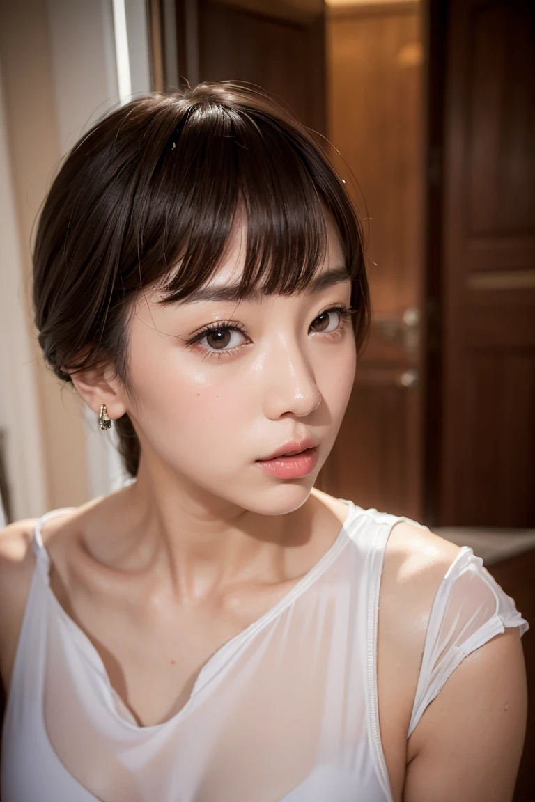 A high quality picture, a short hair girl, with a big breast